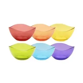 Excelsa 64038 Kopenhagen Set mit 6 mehrfarbigen Schalen, Glas, Hell