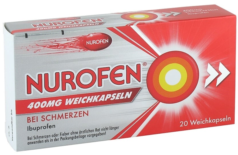 Nurofen 400 mg Weichkapseln Ibuprofen bei Schmerzen, flüssiger Kern schnellere Aufnahme vom Körper Fiebersenkende Schmerzmittel
