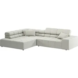Home Affaire Ecksofa Ancona, Ecksofa, incl. Kopfteilverstellung, Breite 319 cm, L-Form, wahlweise motorische Sitztiefenverstellung, auch in Cord + Easy Care silberfarben