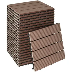 TECTAKE Set Terrassenfliesen Tegulas, WPC in Holzoptik - braun, 22er Set