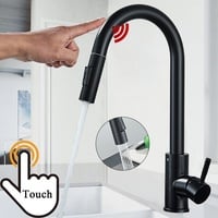 Touch Sensor Küchenarmatur Schwarz Ausziehbar Brause Wasserhahn Spültischarmatur