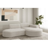 Fun Möbel Ecksofa Ecksofa Designersofa PALMA XS mit Ottomane in Stoff Ascot, Rundumbezug beige