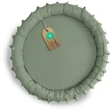 lilimaus Bodenkissen Sitzkissen für Kinder aus Musselin - Spielmatte & Kuschelecke, mit zarter Rüscheneinfassung - zum Lesen, Spielen & Kuscheln grün mit Flatter | Ø 90 cm