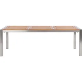 Beliani Gartentisch 220 x 100 x 74 cm Hellbraun/Silber