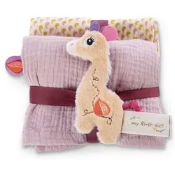 NICI 48045 Mulltuch 2er Set mit Greifling Giraffe Sasuma 11 cm