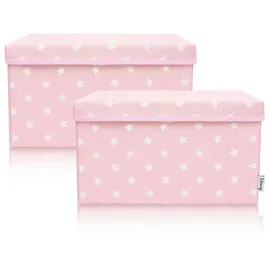 Lifeney Aufbewahrungsbox 2er Set rosa Stern 37 x 25 x 21 cm rosa
