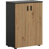 welltime Stauraumschrank MANI, Höhe: 81 cm, Paneeloptik, 2 Türen, 3 Fächer (1-St) Badezimmerschrank, Badschrank, Bad, Badezimmer schwarz