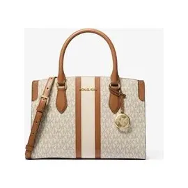 Michael Kors Becca Medium Henkeltasche Kunstleder Beige/Weiß