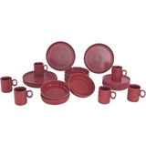 VAN WELL Porzellan Kombiservice MIKA 24 tlg. Porzellan Farbe Bordeaux