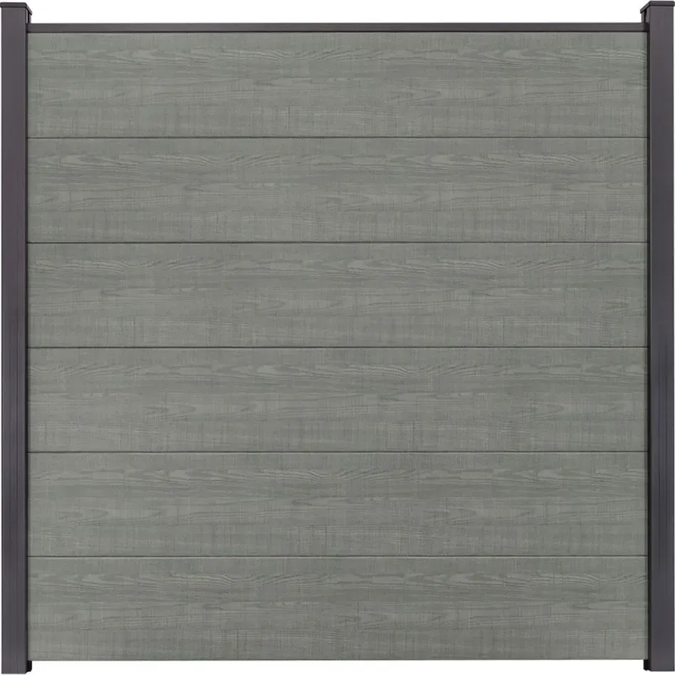 GroJa BasicLine PVC-Steckzaun Sichtschutzzaun Grey Ash Cut Sichtschutz Lamellenzaun