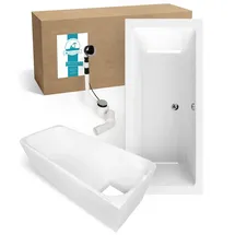 Calmwaters Badewanne Rechteck 180x80 cm Ablaufgarnitur