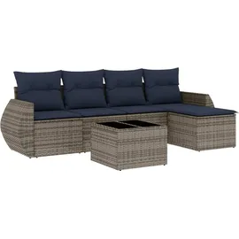 vidaXL Gartensofa-Set 6-tlg. grau Polyrattan