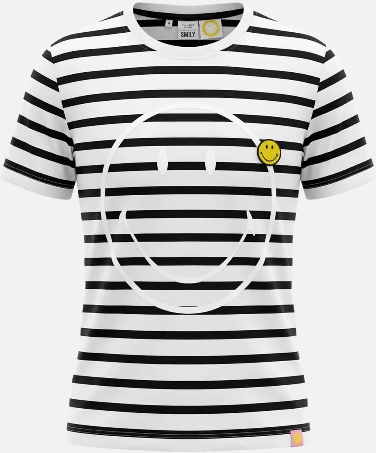T-Shirt Smiley Gestreift Weiß XL