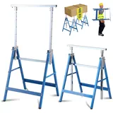 Fiqops Arbeitsbock 2er Set, Arbeitsbock Höhenverstellbar Arbeitsböcke Tragkraft 200 kg, 7-fache Böcke Höhenverstellbar 80-130 cm, Stabiler Klappbock für vielseitigen Einsatz(Blau)