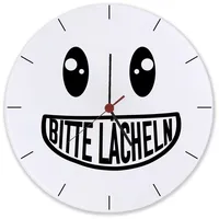 Speecheese Bitte lächeln Wanduhr aus Glas mit grinsendem Gesicht