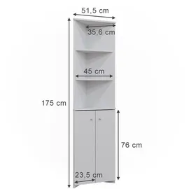 Vicco Fynn Eckschrank 51,5 x 175 cm Weiß Holz