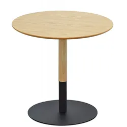 Salon Couchtisch Natur Holz Metall | Runder Designer Tisch mit Ablage | Beistelltisch Wohnzimmer zweifarbiges Design | Modern Elegant | Kadima Design