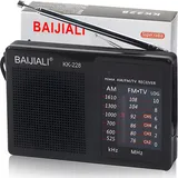 Radio Klassische Retro Lautsprecher Vintage Tragbares FM AM SW Küchenradio Retrofür Büro Zuhause Kofferradio Akku Schwarz Retoo - Schwarz