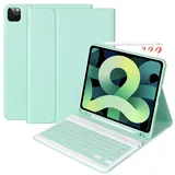 CC Store Hülle mit Tastatur für iPad Air 11 Zoll M3 2025/M2 2024,iPad Air 5/4 10.9 Zoll, ipad Pro 11 4/3/2/1Gen, Magnetisch Abnehmbare Tastatur mit Stifthalter, QWERTZ Layout, Blassgrün