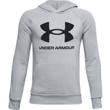 Under Armour Jungen Aufwärmoberteil Rival Fleece Big Logo Hoodie, MOD Gray Light Heather// Black (011), S, 1357585-011