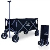 CCLIFE Bollerwagen Bollerwagen Faltbar Kinder Handwagen mit Teleskopstange Bremsen schwarz