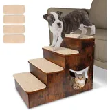 Famanu Hundetreppe 4 Stufen, Antirutsch-Hundetreppe aus Holz für Sofa, bis 80 kg, 39 x 60 x 47 cm