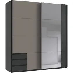 Wimex Schwebetürenschrank »Emden moderner Kleiderschrank mit Spiegel und Schubladen BESTSELLER«, Schlafzimmer Schrank Garderobenschrank mit Schwebetüren Topseller Wimex sandgrau