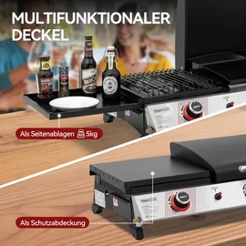 Royal Gourmet Tragbarer Gasgrill 3 in 1