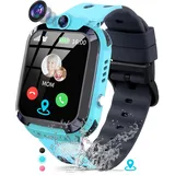 JUBUNRER Smartwatch Kinder mit GPS und Telefon Kinder GPS Uhr Tracker Kinder Telefonieren SOS Wecker Spiel IP68 Wasserdicht Armbanduhr Kinder Junge Mädchen 3-12 Jahre Geburtstag Kindergeschenke