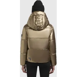 khujo Damen Winterjacke mit Kapuze warme Steppjacke kurz in glänzender Optik mit abnehmbarer Kapuze Devina Shiny-YM Gold Gr. S - S