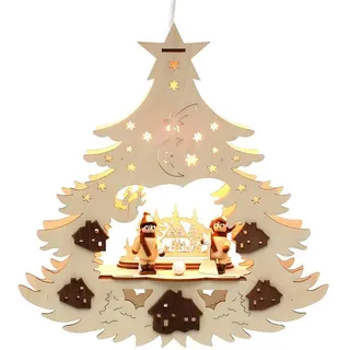 sigro Holz Fensterbild, beleuchtet Winterfiguren