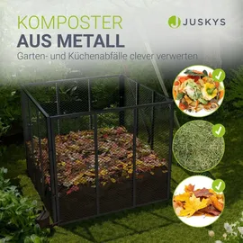 Juskys Metall Komposter 800 L, aus Stahl, witterungsbeständig, mit Belüftung & Schwarz