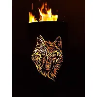 TiKo-Design Feuertonne - Lagerfeuertonne - Feuerkorb mit Wolf Motiv – Verleihen Sie Ihrem Garten EIN besonderes Ambiente für unvergessliche Abende mit ihren Freunden