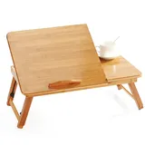 Haloyo - Betttisch Aus Bambus Höhenverstellbarer, Neigbarer Und Faltbarer Tablet-computers Beistelltisch 66 30 35 Cm