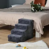 Hundetreppe 4-stufig Abnehmbarer Bezug Für Kleine Hunde 44 Cm Dunkelgrau