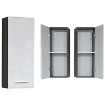 Lomadox - Hängeschrank Lisboa-19 In Weiß Hochglanz Mit Sardegna Rauchsilber, B/h/t: Ca. 30/77/24 Cm