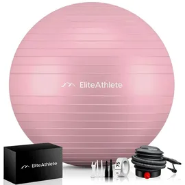 EliteAthlete EliteAthlete® Gymnastikball Sitzball Büro ergonomisch mit Anti Burst System - Fitness Yoga Pilates Schwangerschaft - Schwangerschaftsball Fitnessball Yogaball - Yoga Ball inkl. Luftpumpe - Peach 55cm