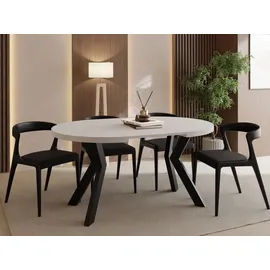 WFL GROUP Runder Esstisch 80 x 77 x 80 cm beige