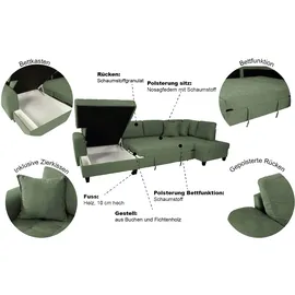 trends by hg "Moritz U-Form, B: 324 cm", d508 enjoy new 47 wintermoss, B:324cm H:86cm T:178cm, 92% Polyester;8% Nylon, Sofas, Wohnlandschaft, mit Bettfunktion, Bettkasten & Zierkissen