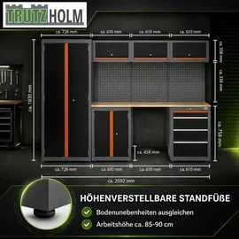 Trutzholm Hochschrank Stahl Holz 260 x 183 cm orange abschließbar
