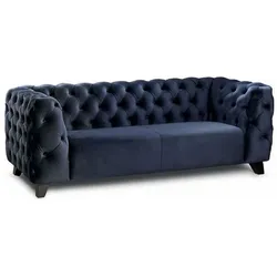 Casa Padrino Luxus Chesterfield 2er Sofa Blau / Schwarz 167 cm