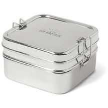 Eco Brotbox Cube Box XL quadratische Brotdose aus Edelstahl mit 2 Lagen | spülmaschinenfest mit 1400 ml Füllvolumen | Zum Mitnehmen von Essen oder zuhause aufbewahren