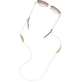 LASCANA Brillenkette LASCANA "Zartes Brillenband mit Federornament", Damen, gold (goldfarben), Tragebänder, Perfekt zu Brille oder Sonnenbrille oder als Maskenkette