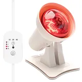 MOZMY Rotlichtlampe Wärmelampe 150Watt mit Timer, Rotlichtlampe Gesicht Einstellbare Winkel und Lichtintensität, Infrarotleuchte Therapielampe fur Heimat (Weiß)