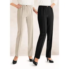 GOLDNER Schlupfhose Stretchhosen Beige/Schwarz 54