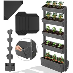 KESSER® Hochbeet mit Etagen Premium Blumenkasten Blumentreppe Pflanztreppe - Gemüsebeet Kräuterbeet Pflanzkübel Frühbeet Blumenbeet Pflanzkasten inkl. Gartenvlies- Beet für Terrasse Balkon & Garten
