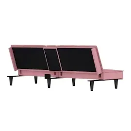 vidaXL Schlafsofa mit Getränkehaltern Rosa Samt