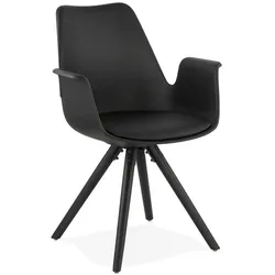 Kadima Design Restaurantstuhl Gastro-Qualität Modern | Kunststoff & Buchenholz Gepolstert | Schwarz | Max. Belastbarkeit 100kg | LUXARO Kollektion
