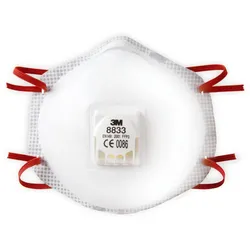 3M 8833SV Atemschutzmaske FFP3 mit Cool-Flow Ausatemventil, bis zum 30-fachen des Grenzwertes, Kleinpackung
