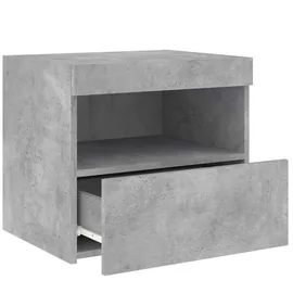 vidaXL Nachttisch mit LED-Leuchten Betongrau 50x40x45 cm